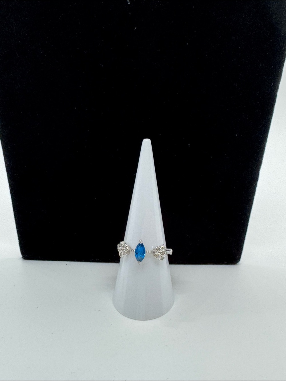Ring Bomb Silver Blue Marquise Gemstone Ring - Size 7 Women jewelry
